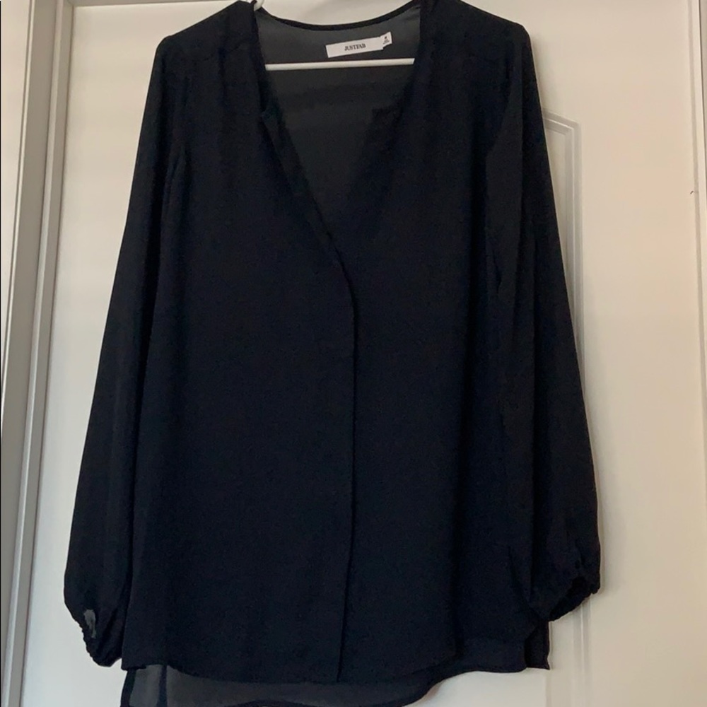 Black tunic style long sleeve blouse